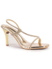 Women Gold Embellished Straps and Knot Detail Stiletto Heels Wedding Sandals | Glamorous Party Wear Dress 3.5 Inch Heel Sandals