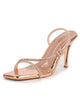 Women Rose Gold Embellished Straps and Knot Detail Stiletto Heels Wedding Sandals | Glamorous Party Wear Dress 3.5 Inch Heel Sandals
