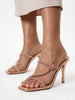 Women Rose Gold Embellished Straps and Knot Detail Stiletto Heels Wedding Sandals | Glamorous Party Wear Dress 3.5 Inch Heel Sandals