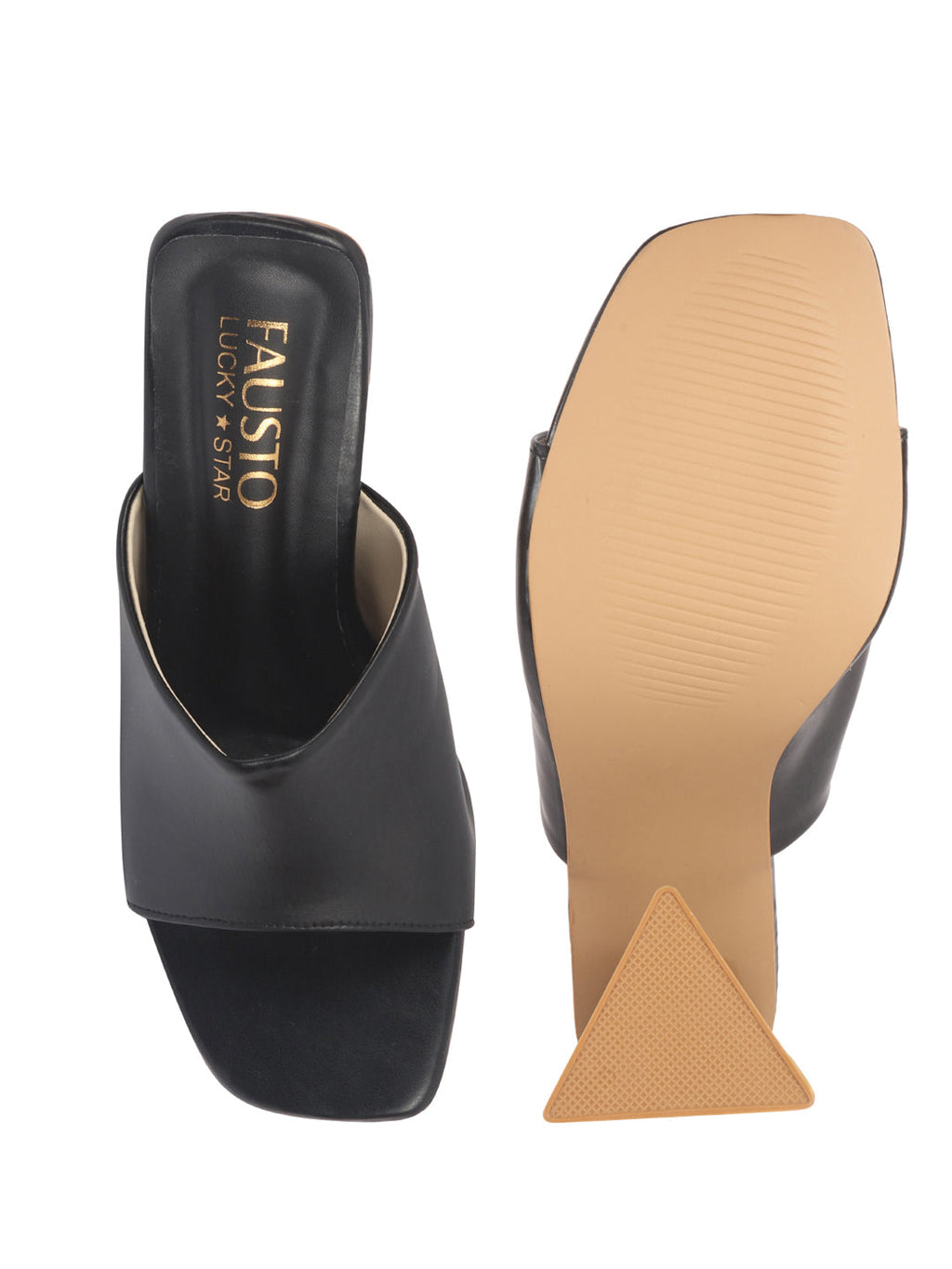 Women Black Open Square Toe Cone Block Heel Formal Slip On Sandals with Wide Vamp Strap | Elegant Slip-On 4 Inch Heel Sandals For Office, Work, Party