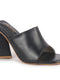 Women Black Open Square Toe Cone Block Heel Formal Slip On Sandals with Wide Vamp Strap | Elegant Slip-On 4 Inch Heel Sandals For Office, Work, Party
