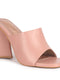 Women Pink Open Square Toe Cone Block Heel Formal Slip On Sandals with Wide Vamp Strap | Elegant Slip-On 4 Inch Heel Sandals For Office, Work, Party
