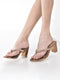 Women Copper T-Strap Block Heel Wedding Sandals with Shimmering Strap | Party-Ready 3 Inch Heel Slip-On Sandal | Glossy Finish for Evening Elegance