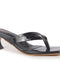 Women Black Kitten Heel Slip-On Formal Sandals with T-Strap Design and Glossy Finish | Elegant 2.5 Inch Low Heels Thong Slippers for Work, Office, Party Wear
