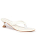 Women White Kitten Heel Slip-On Formal Sandals with T-Strap Design and Glossy Finish | Elegant 2.5 Inch Low Heels Thong Slippers for Work, Office, Party Wear