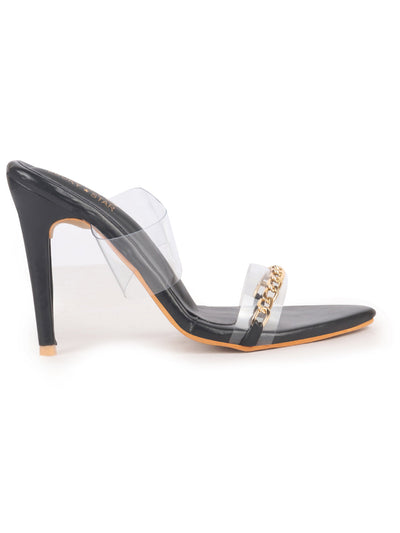 black ankle strap block heels