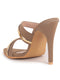 Women Beige Transparent Stiletto Heels Party Sandals with Gold Chain Detail | Glam Slip-On Open Toe Dress 4.5 Inch High Heel Sandal for Wedding, Special Ocassion