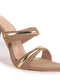 Women Beige Transparent Stiletto Heels Party Sandals with Gold Chain Detail | Glam Slip-On Open Toe Dress 4.5 Inch High Heel Sandal for Wedding, Special Ocassion