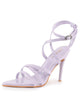Women Lavender Stiletto Gladiator Pointed Heels Sandals | Bold Party Wear Sandals with Glossy Finish | 4.25 Inch High Heel for Party, Wedding, Work, Corporate Meetings