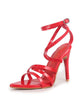 Women Red Stiletto Gladiator Pointed Heels Sandals | Bold Party Wear Sandals with Glossy Finish | 4.25 Inch High Heel for Party, Wedding, Work, Corporate Meetings