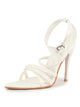 Women White Stiletto Gladiator Pointed Heels Sandals | Bold Party Wear Sandals with Glossy Finish | 4.25 Inch High Heel for Party, Wedding, Work, Corporate Meetings
