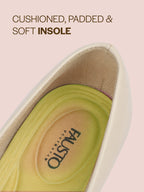 cream closed toe block heel pumps