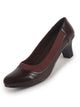 Women Brown Snug Fit Elastic Collar Low Block Heel Pumps For Office Dress|Closed Toe Slip-On Dress Shoes with Cushioned Padded Insole|Evening Parties & Semi-Formal Events
