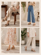 women taupe heeled sandals with flower