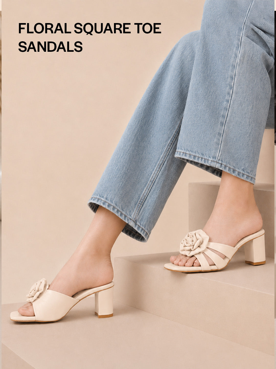 elegant floral strap heeled slides