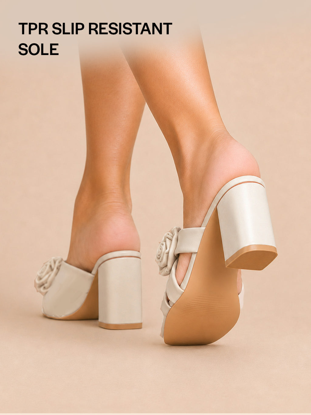 elegant floral strap heeled slides