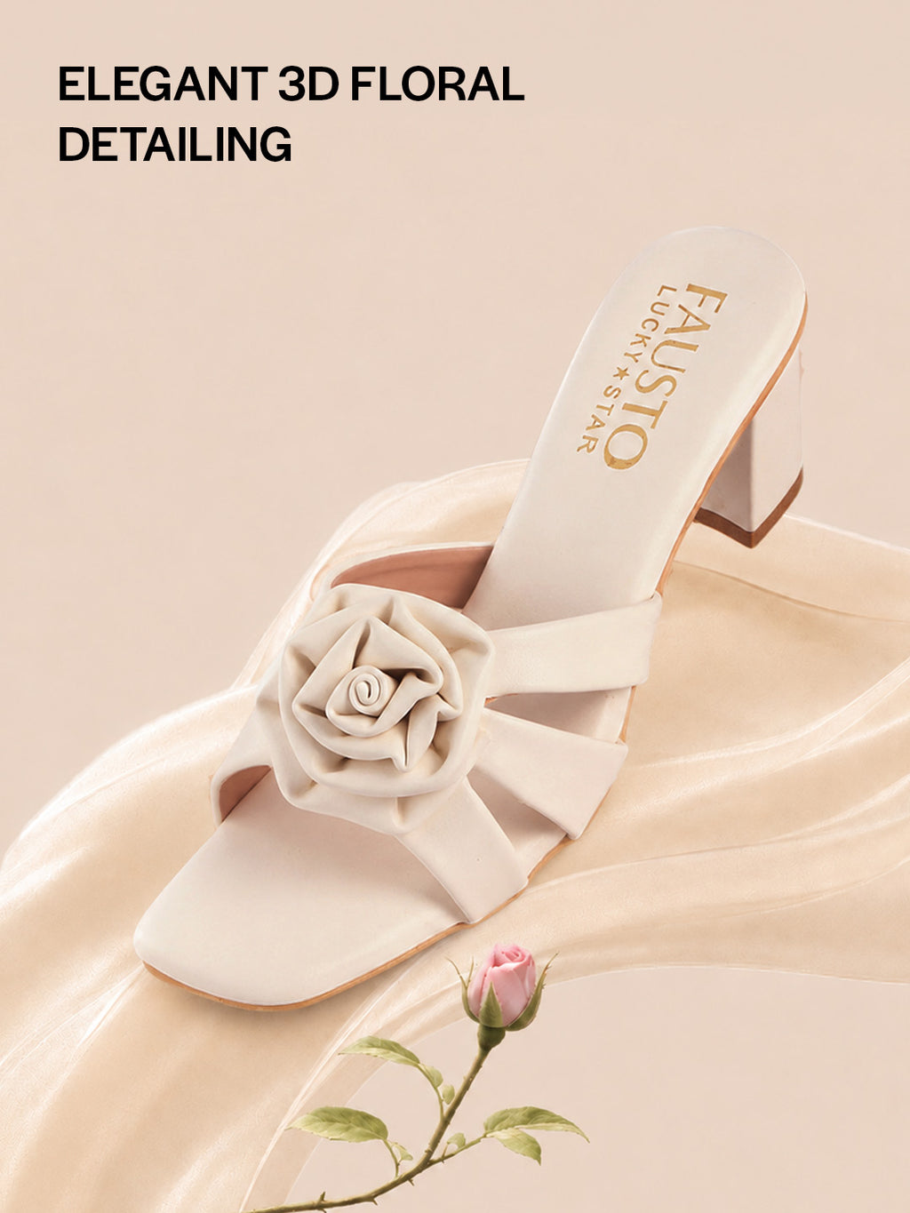 elegant floral strap heeled slides