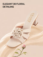 elegant floral strap heeled slides