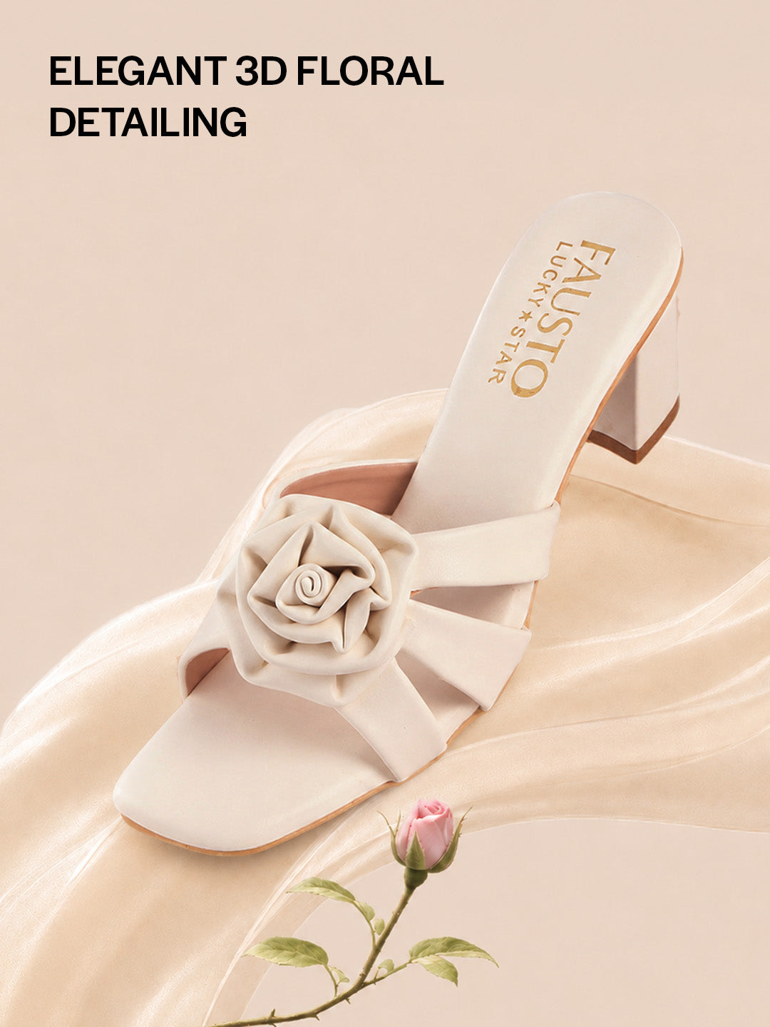 elegant floral strap heeled slides