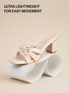 elegant floral strap heeled slides