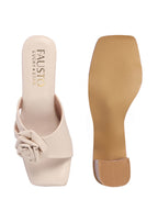 block heel mules flower detail