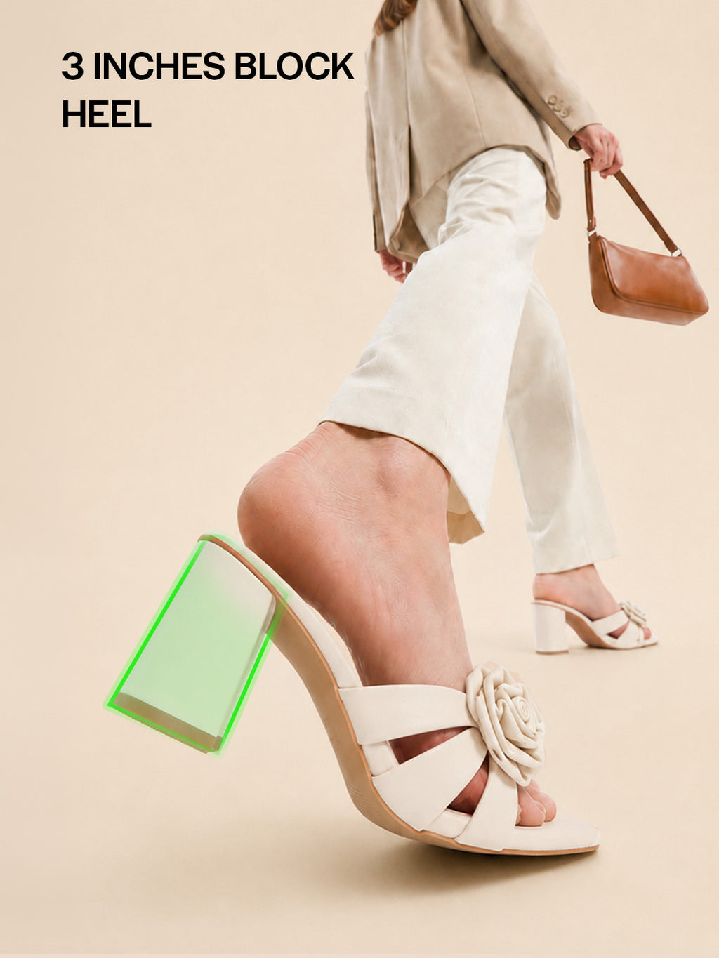 elegant floral strap heeled slides