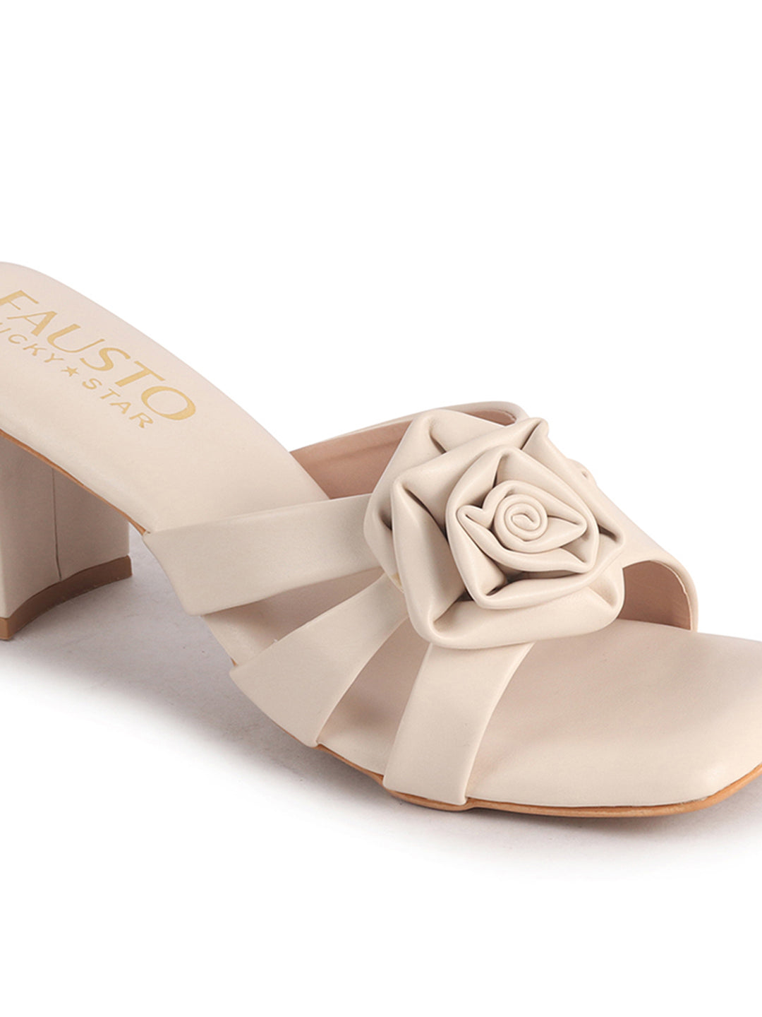 block heel mules flower detail
