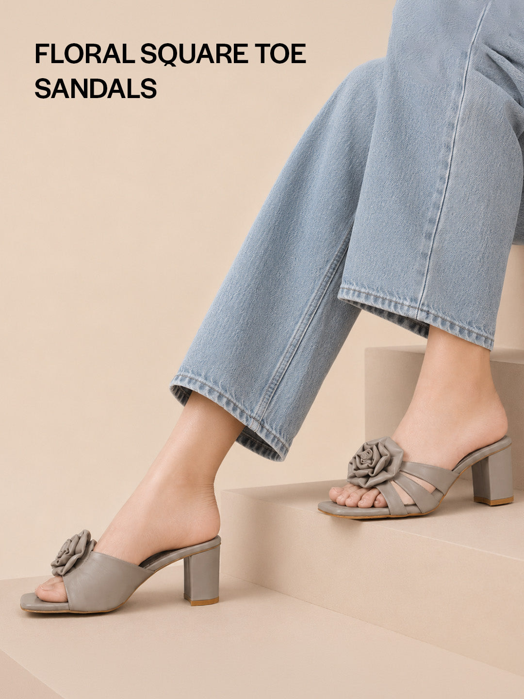 square toe slide sandals for women