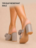 square toe slide sandals for women