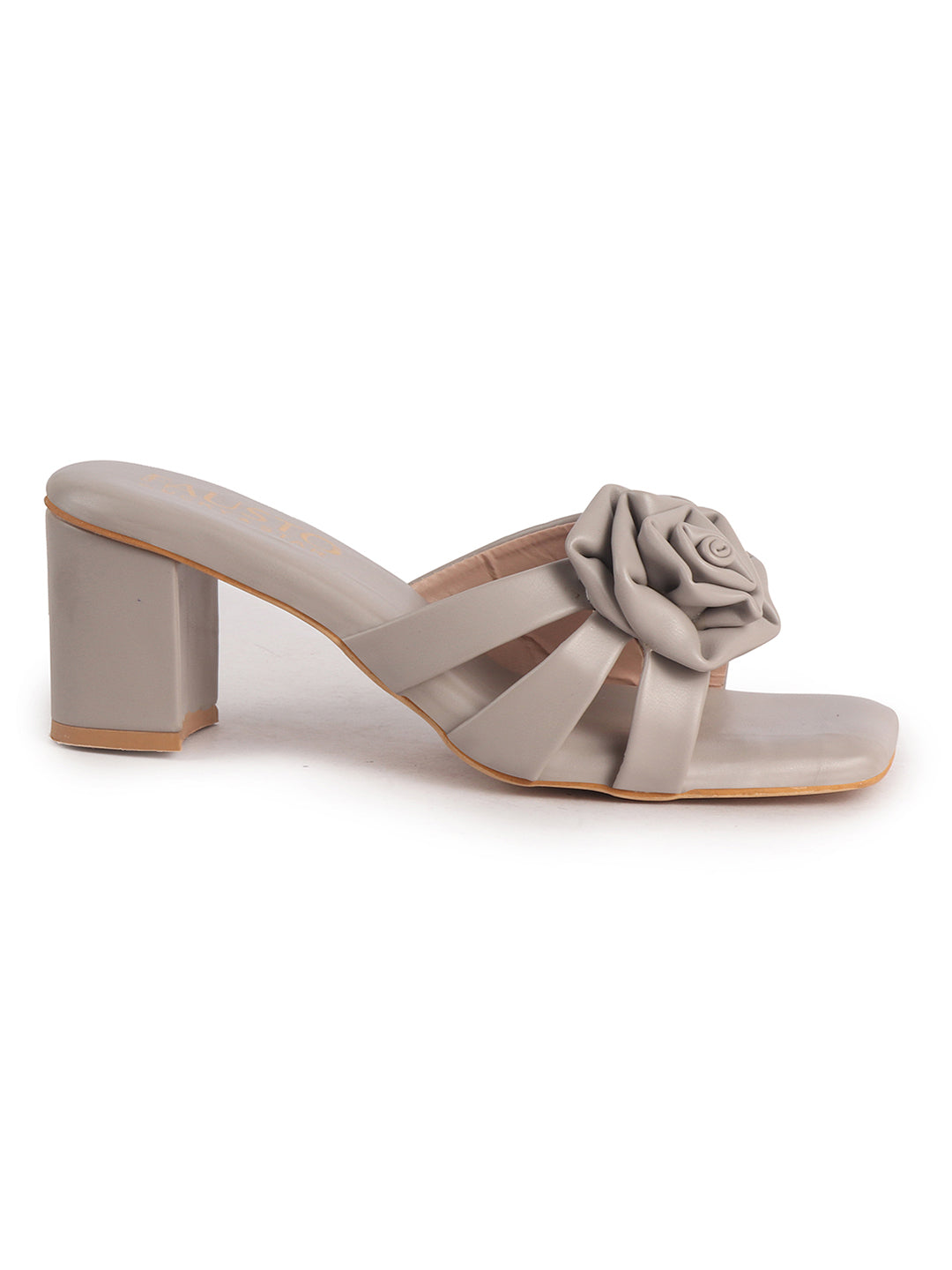 elegant floral strap heeled slides
