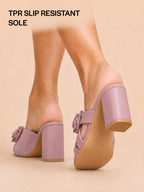 designer block heel slip ons