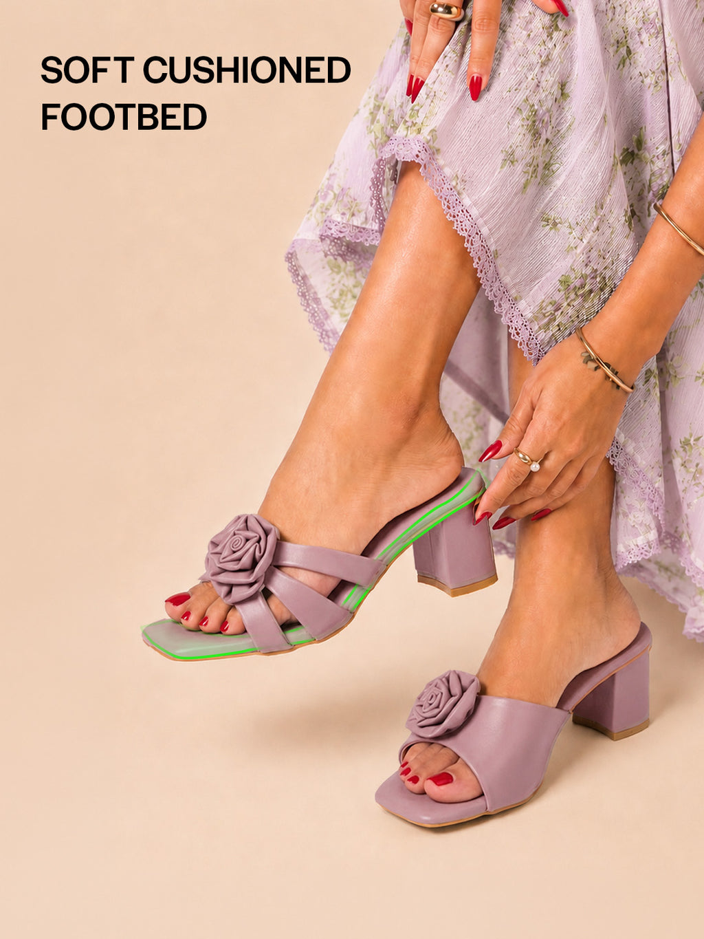 designer block heel slip ons