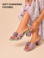 designer block heel slip ons