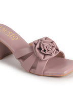 stylish block heel slip on sandals