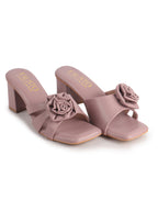 stylish block heel slip on sandals