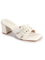 elegant floral strap heeled slides