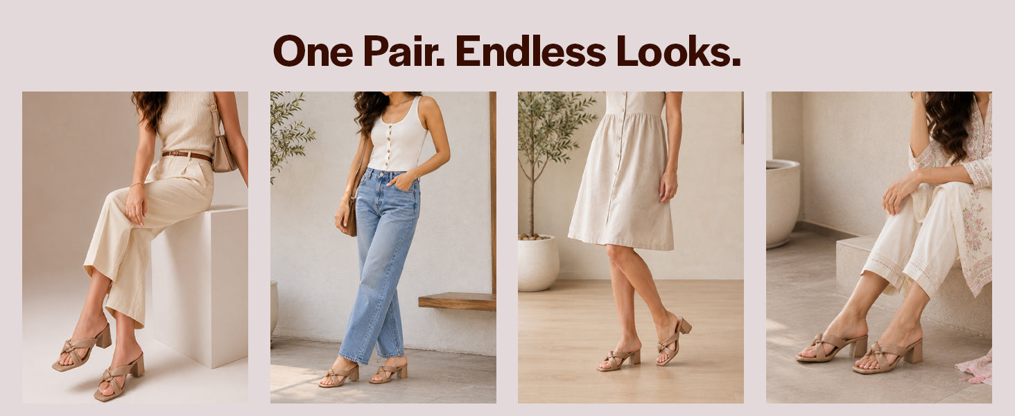 Women White Criss-Cross Strap Open Toe Knotted Block Heel Sandals|Elegant Dress Slip-Ons with Padded Footbed|Square Toe Sandal for Casual, Party & Festive Wear