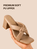 women knotted heeled sandals