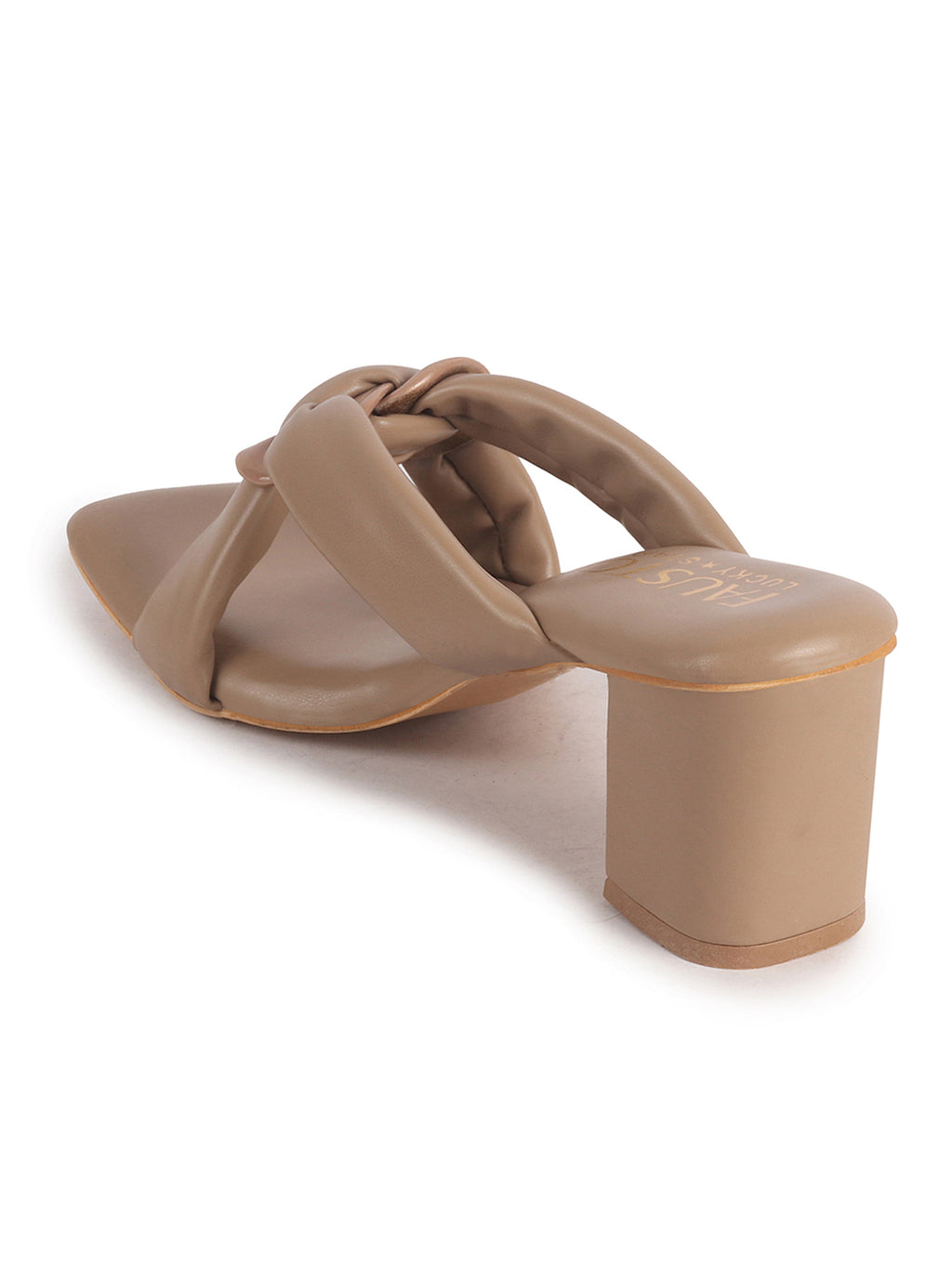 stylish block heel slip on slides