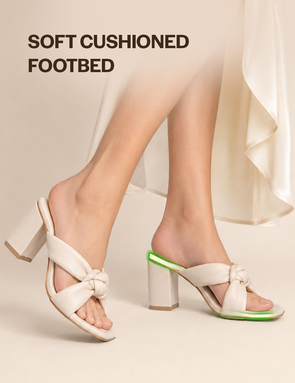 elegant cushioned strap heeled slippers