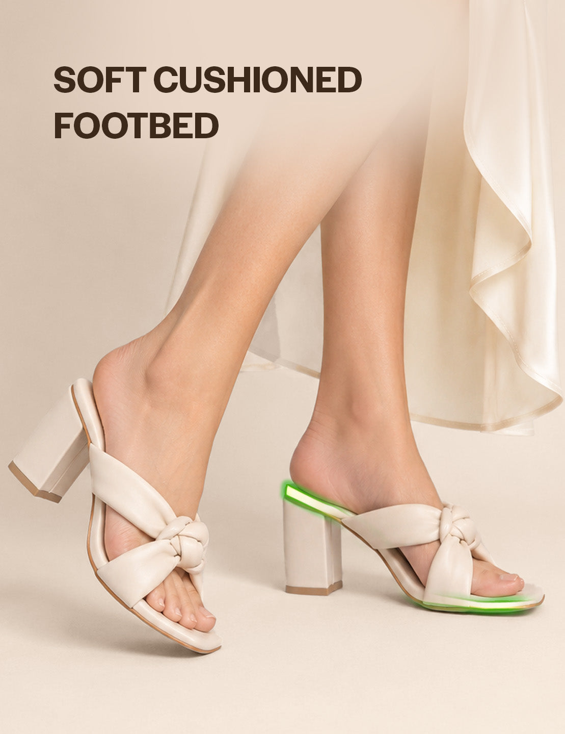 elegant cushioned strap heeled slippers