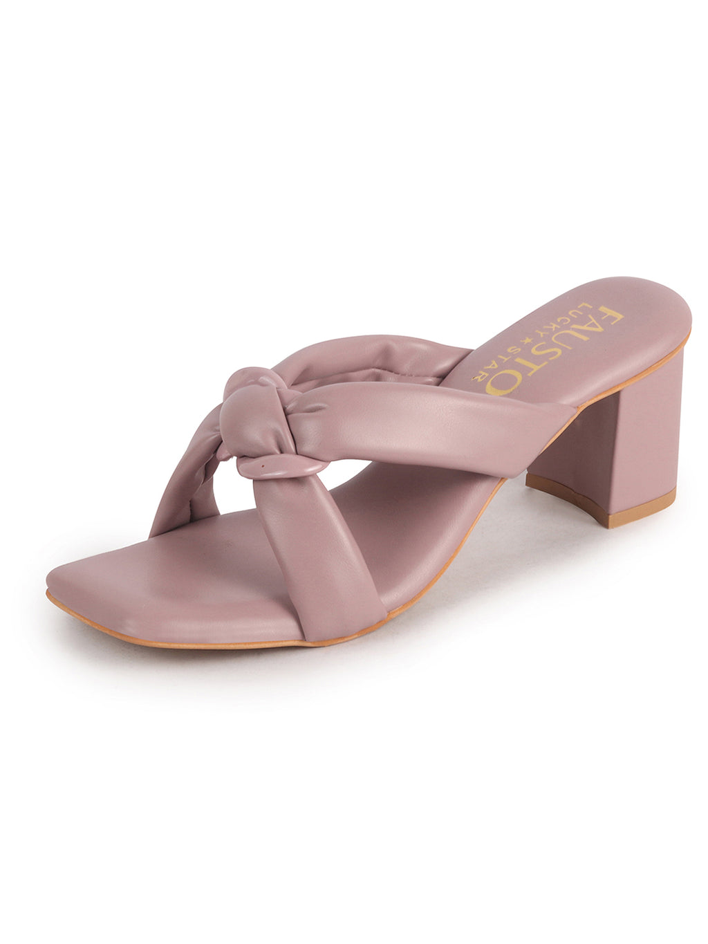 stylish block heel slip on slides