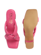 stylish block heel slip on slides