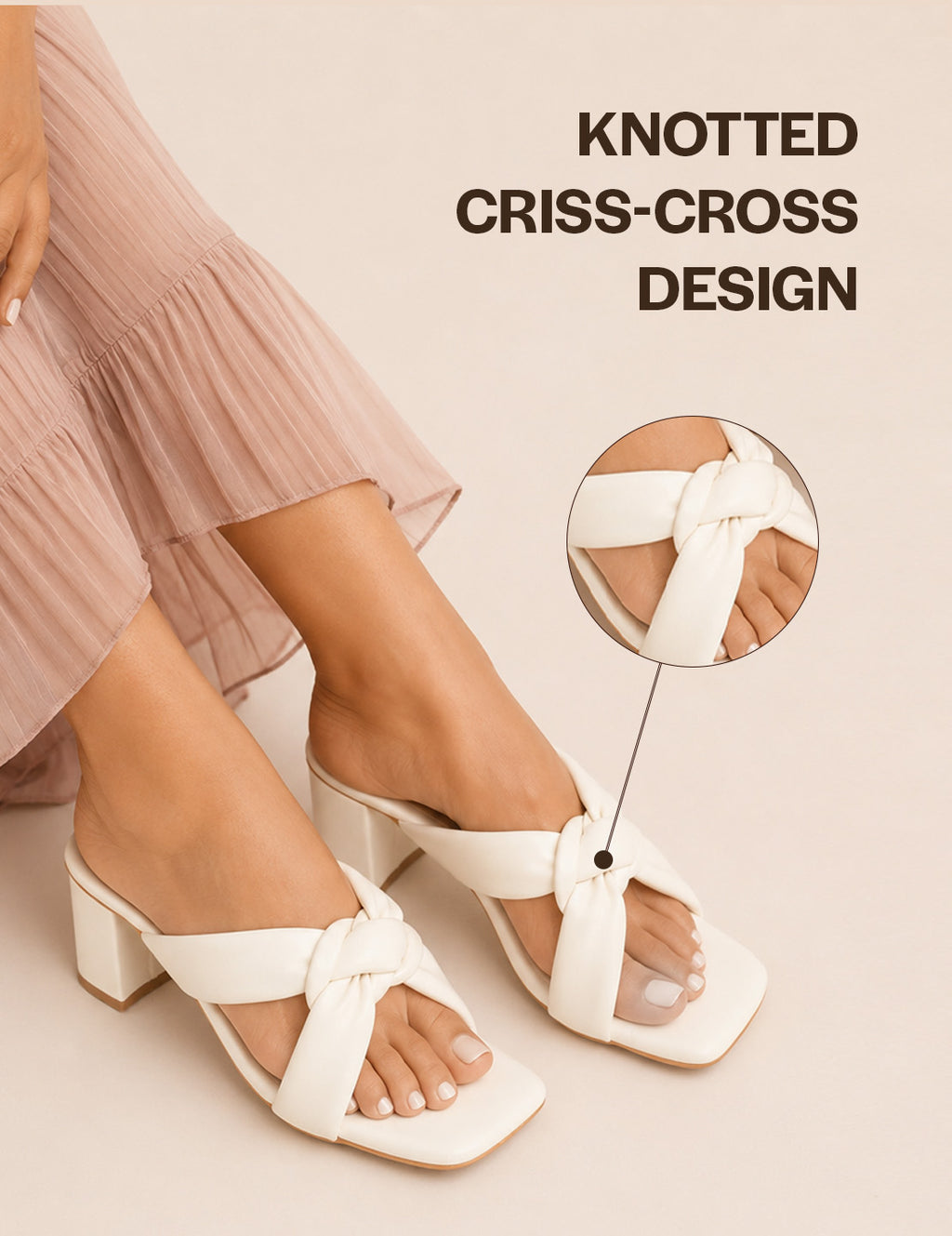 dusty twist strap heeled mules
