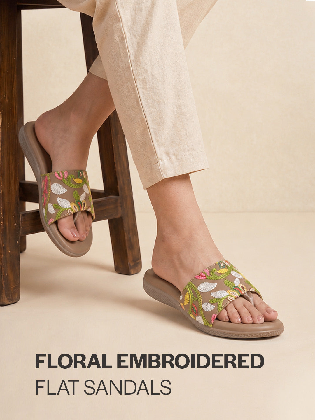 women embroidered flat sandals