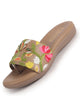Women Brown Floral Embroidered Flat Sandals for Festive, Party Kurti, Suits Outfit|Memory Cushioned Footbed Insole Sliders|All Day Comfort Flexible Sole