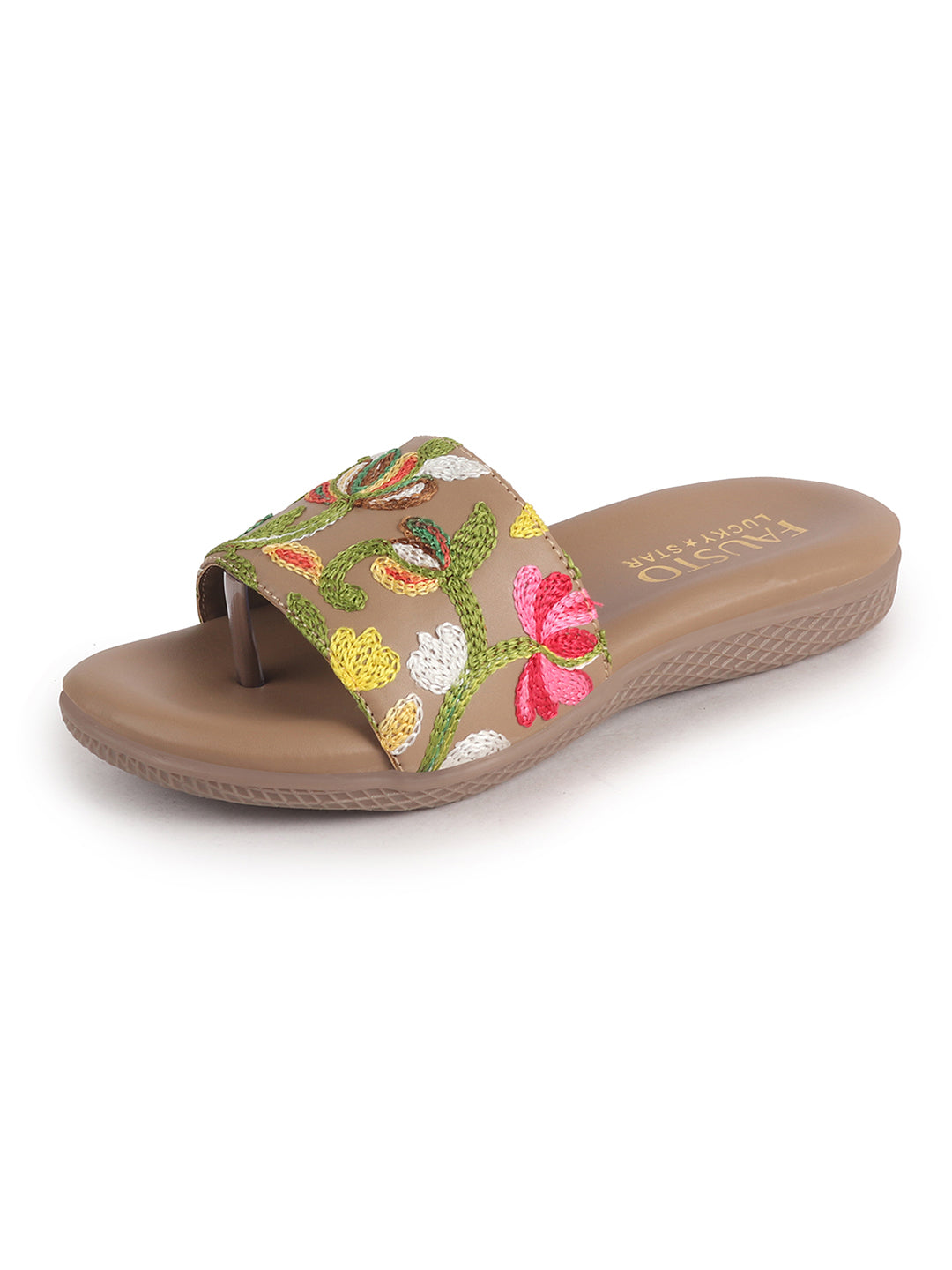 ethnic floral slip on chappals