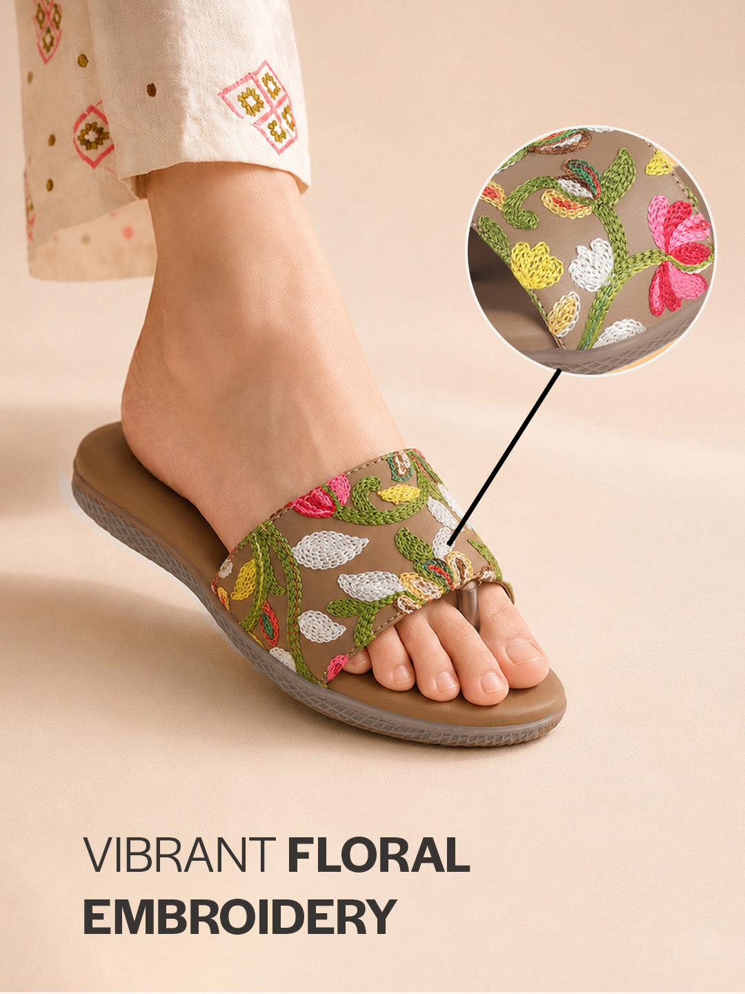 women embroidered flat sandals