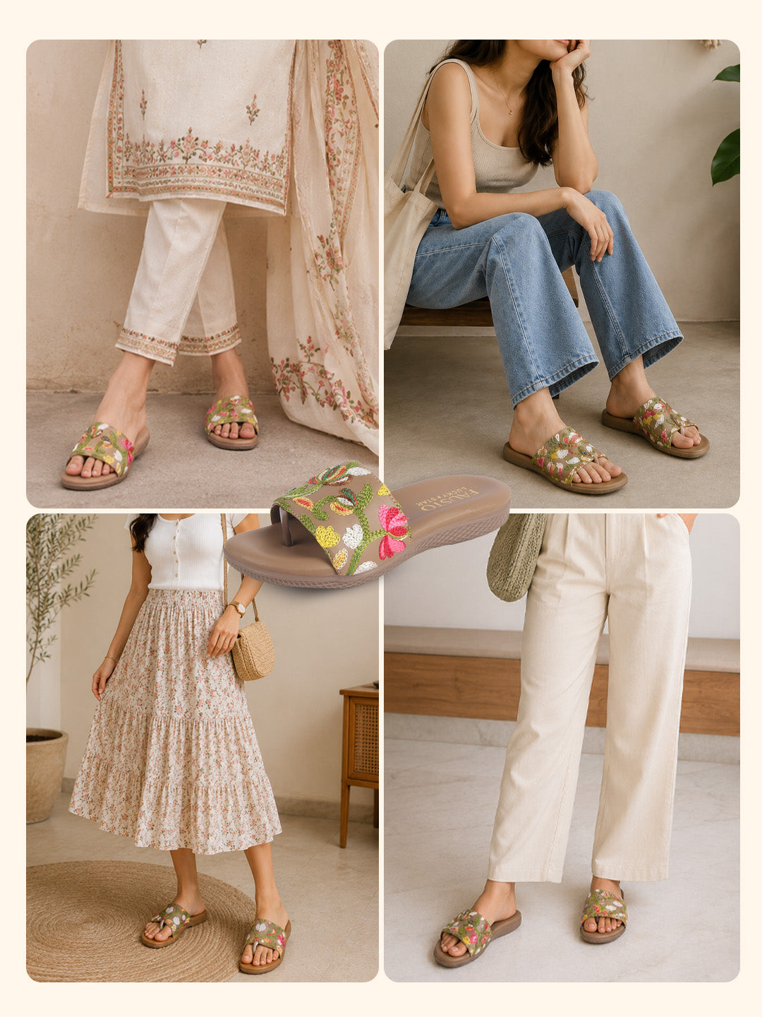 women embroidered flat sandals