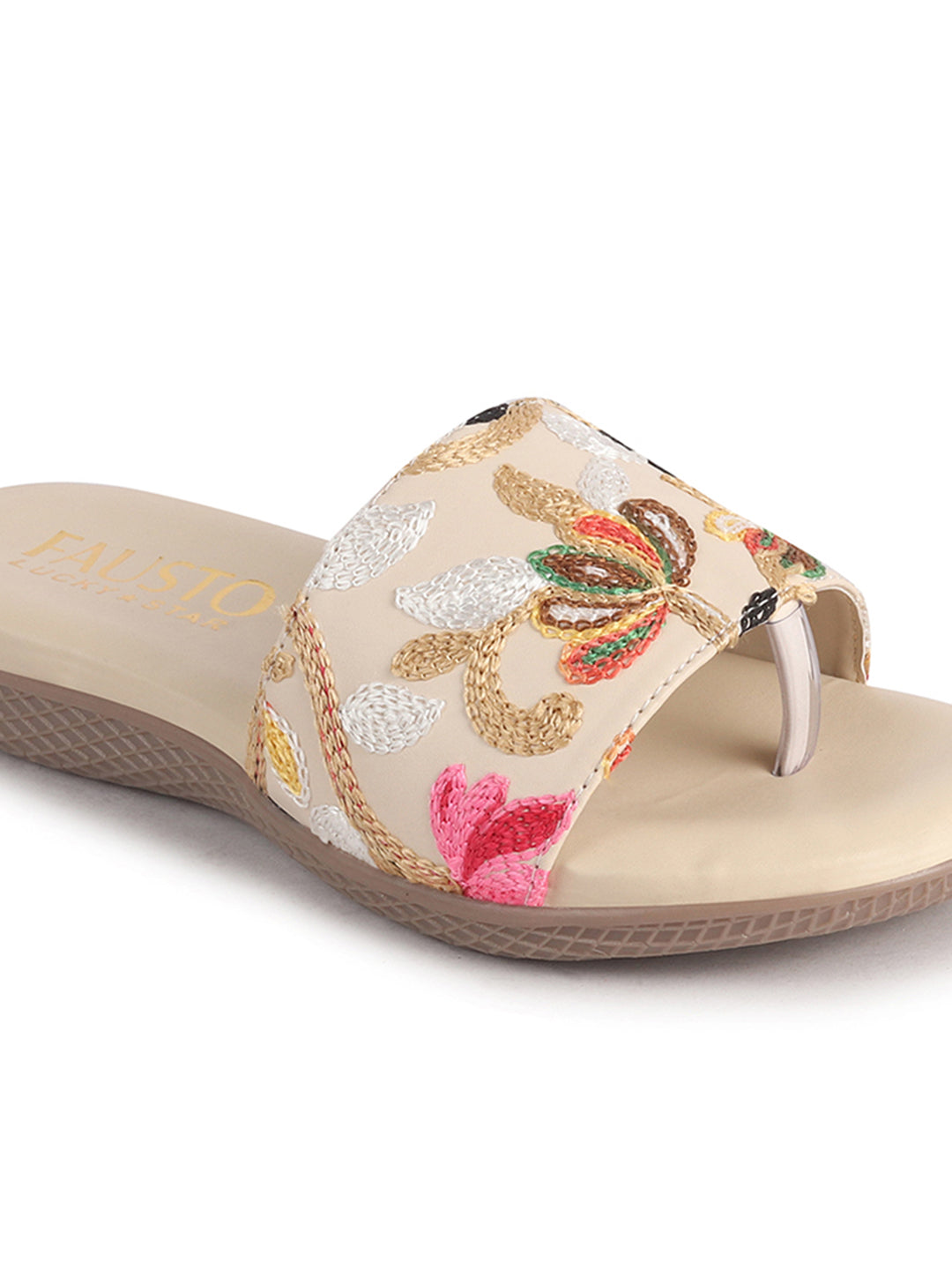 ethnic floral slip on chappals